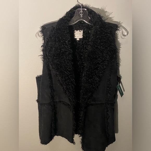 SIMONS- Blk suede Sherpa vest - Picture 1 of 4